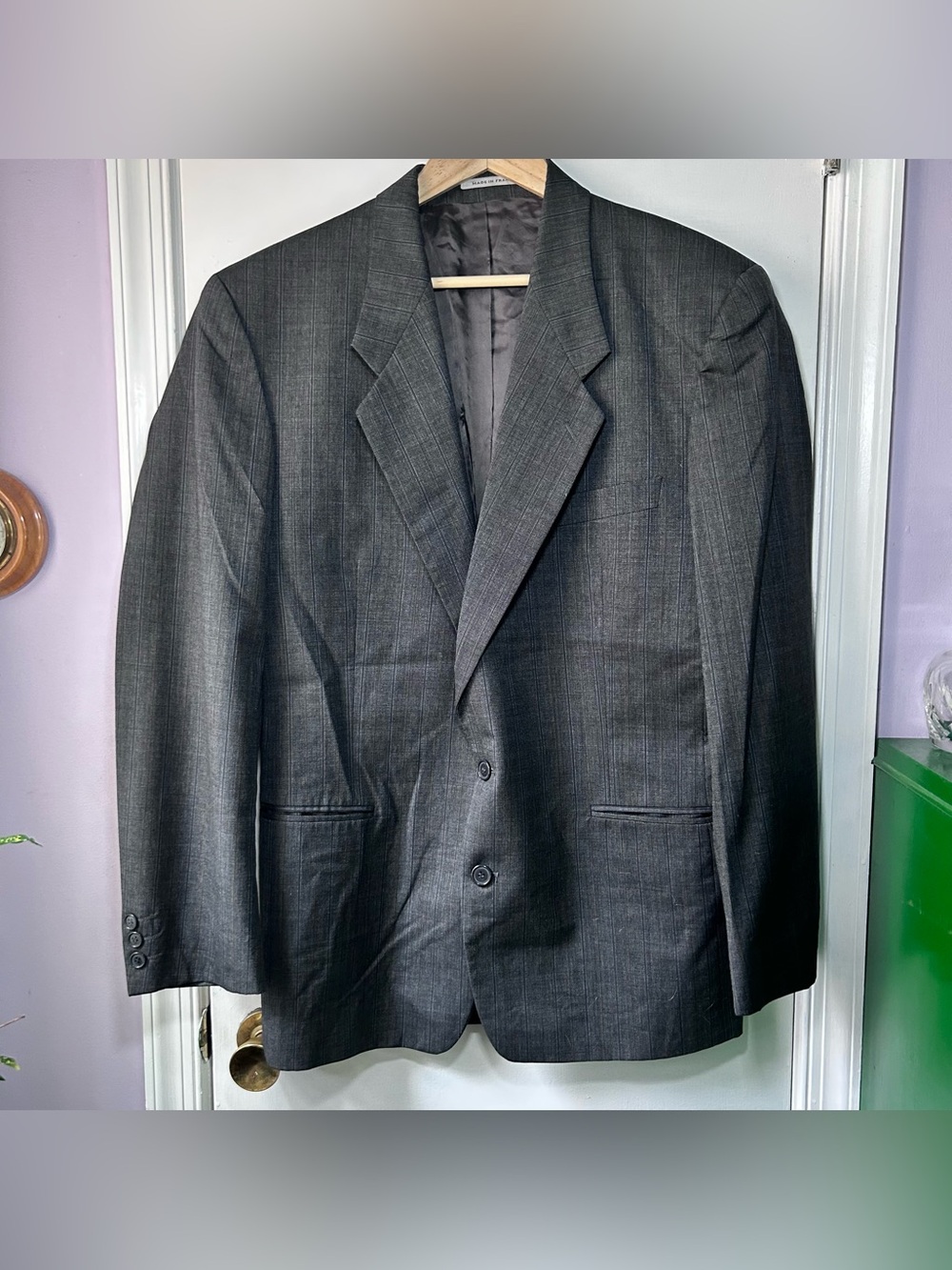 Vintage 90’s Yves Saint Laurent Gray Stripe Wool Sportcoat Blazer 44R